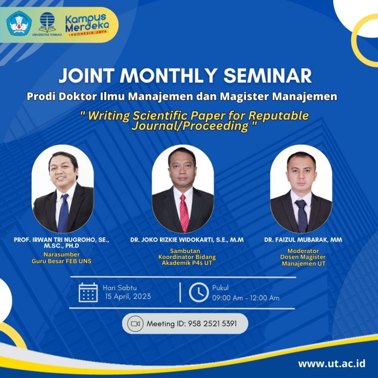 Monthly Seminar MM & DIM – Writing Scientific Paper for Reputable Journal/Proceeding
