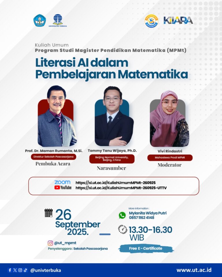 Kuliah Umum MPMt dengan Tema Literasi AI Dalam Pembelajaran Matematika